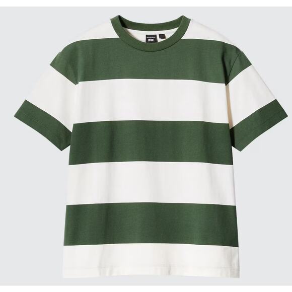 Uniqlo Tops - Uniqlo x Marimekko Striped Short Sleeve T-shirt in Olive Green / Off White